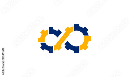 Creative Vector Illustration Logo Design. Unlimited Infinity Symbol Gear Fixing Concept.