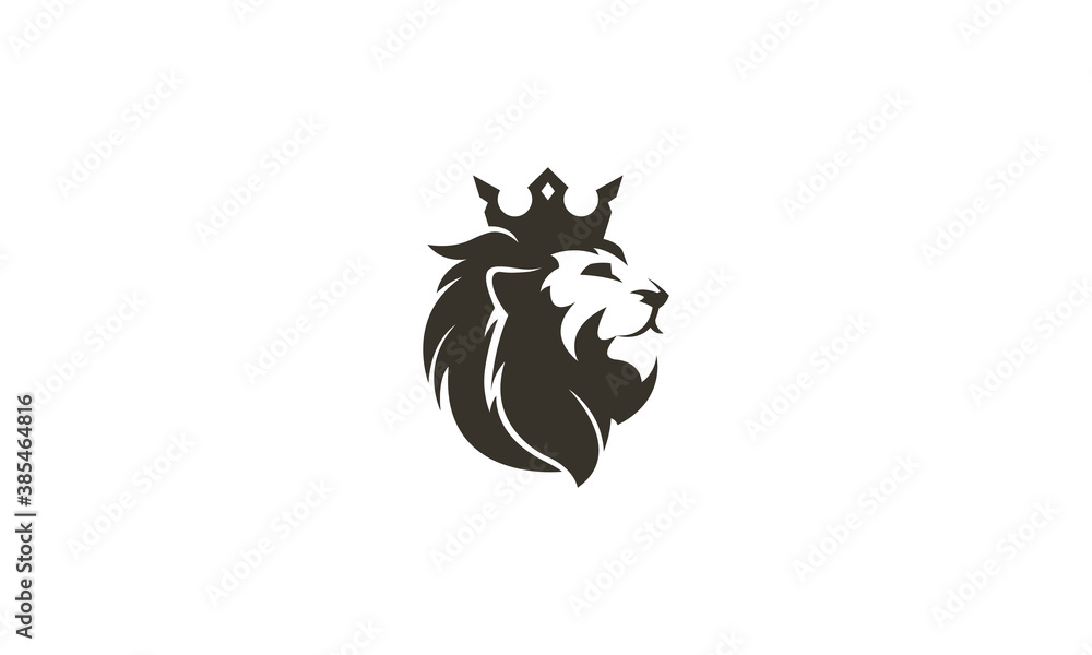 Fototapeta premium Creative Vector Illustration Logo Design. Luxury Lion King Concept.