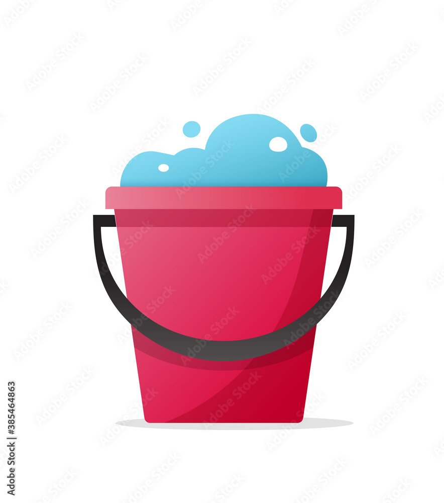 Bucket pail of water with foam bubbles vector cartoon icon, idea of housekeeping tidy cleaning service sign isolated illustration clipart Bucket pail of water with foam bubbles vector cartoon icon, idea of housekeeping tidy cleaning service sign isolated illustration clipart