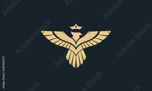 Creative Vector Illustration Logo Design. Luxury Crown Eagle Bird Concept.