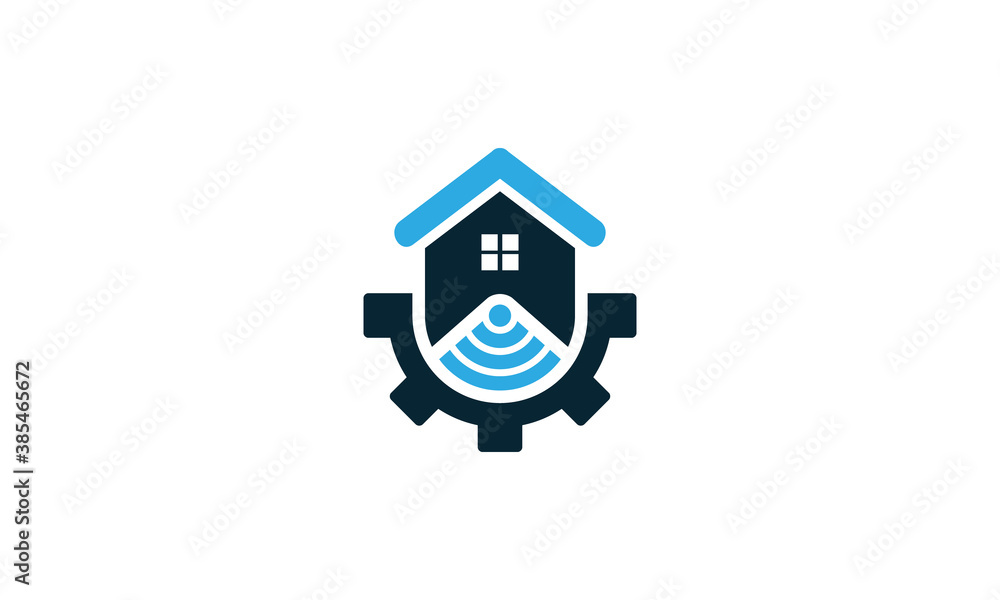Creative Vector Illustration Logo Design. Smart home building services.