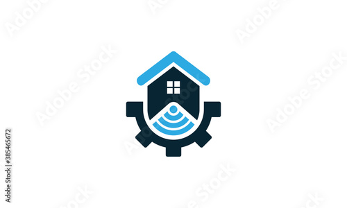 Creative Vector Illustration Logo Design. Smart home building services.