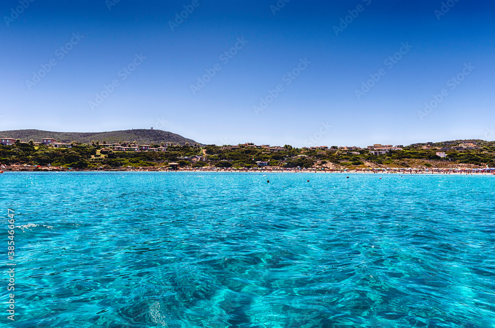 La Pelosa beach in the town of Stintino, Sardinia, Italy La Pelosa beach in the town of Stintino, Sardinia, Italy
