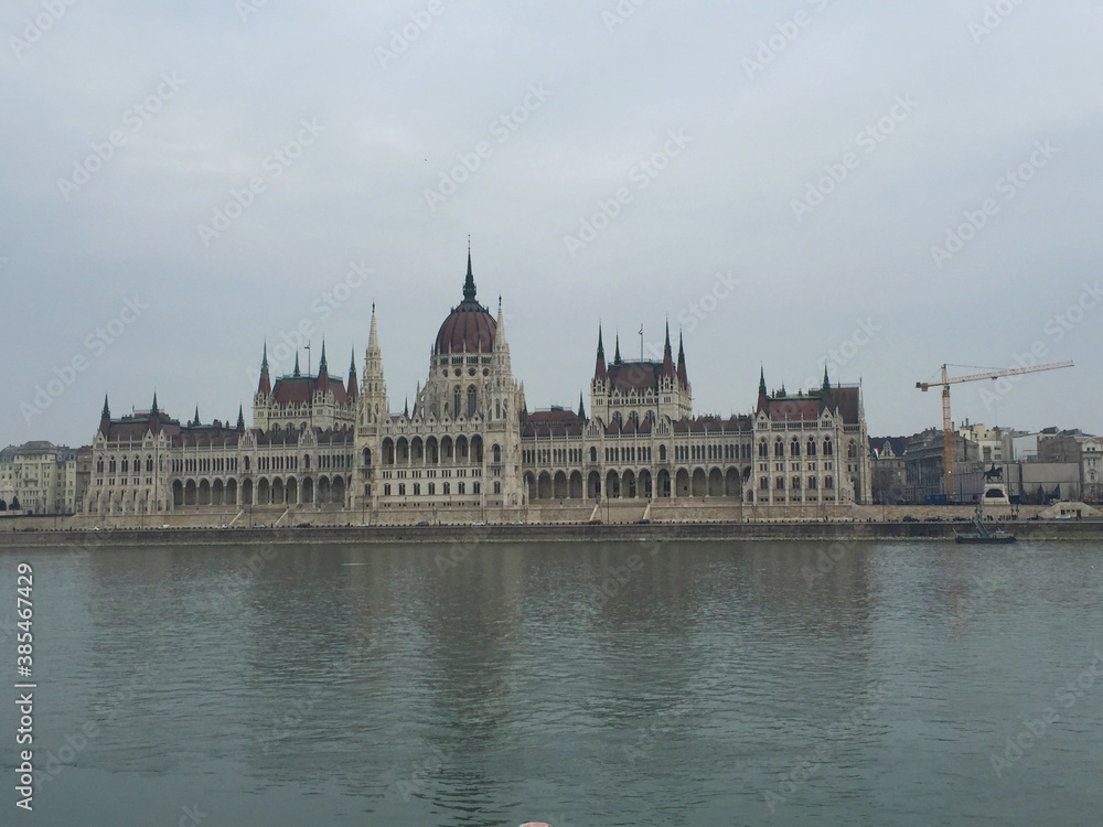 Fototapeta premium The Hungarian Parliament near river Danube in Budapest