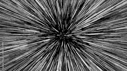 Animation of space travel. Hyper speed journey to another galaxy