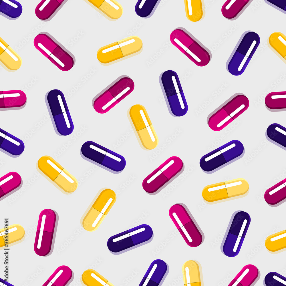 Medical pills seamless pattern, medicine vector on grey background. Medical pills seamless pattern, medicine vector on grey background.