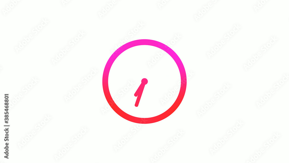 New pink and red gradient circle clock icon on white background, 12 hours clock icon New pink and red gradient circle clock icon on white background, 12 hours clock icon