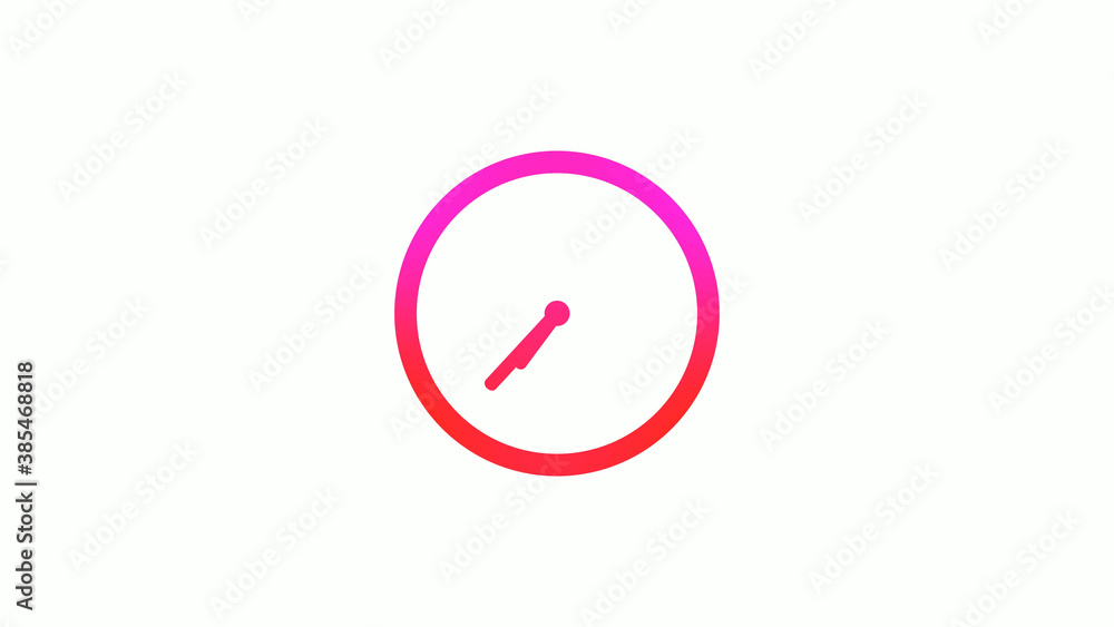 New pink and red gradient circle clock icon on white background, 12 hours clock icon New pink and red gradient circle clock icon on white background, 12 hours clock icon