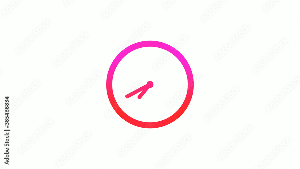New pink and red gradient circle clock icon on white background, 12 hours clock icon New pink and red gradient circle clock icon on white background, 12 hours clock icon