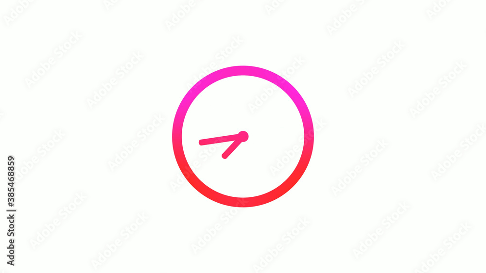 New pink and red gradient circle clock icon on white background, 12 hours clock icon New pink and red gradient circle clock icon on white background, 12 hours clock icon