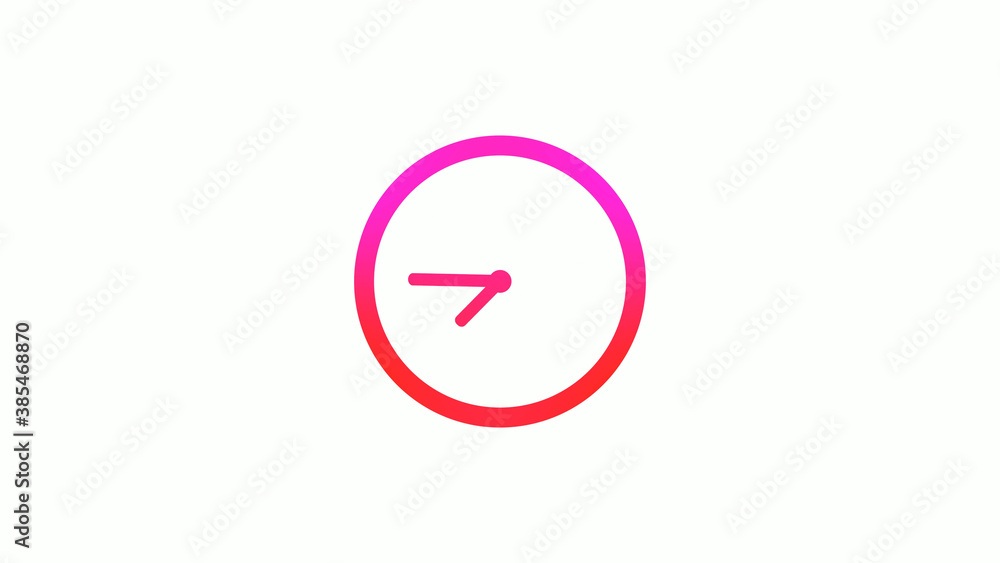 New pink and red gradient circle clock icon on white background, 12 hours clock icon New pink and red gradient circle clock icon on white background, 12 hours clock icon