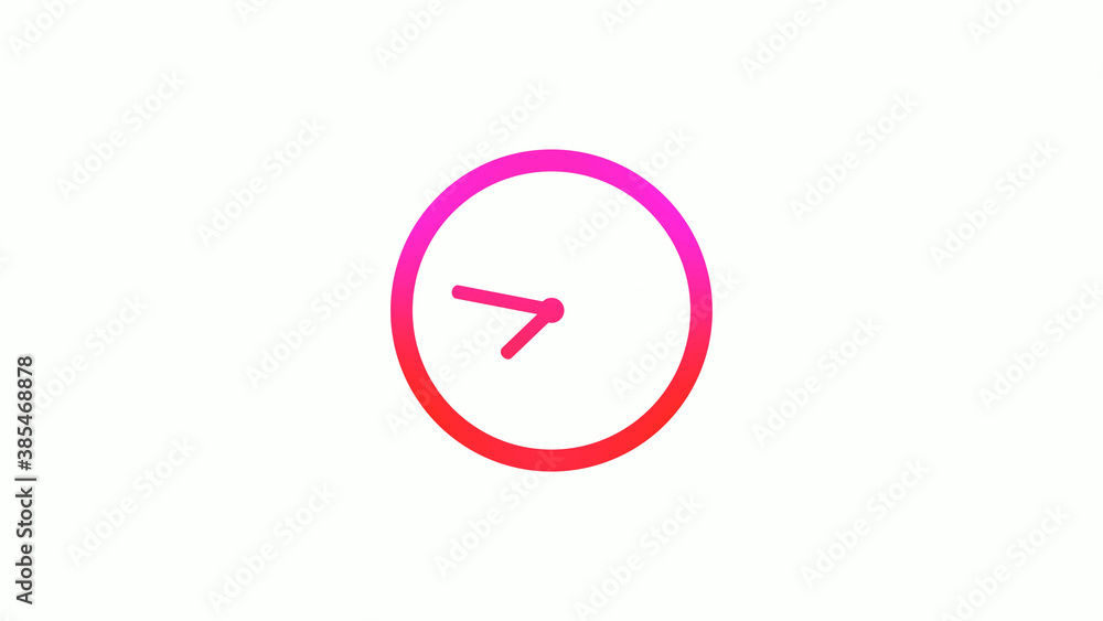 New pink and red gradient circle clock icon on white background, 12 hours clock icon New pink and red gradient circle clock icon on white background, 12 hours clock icon
