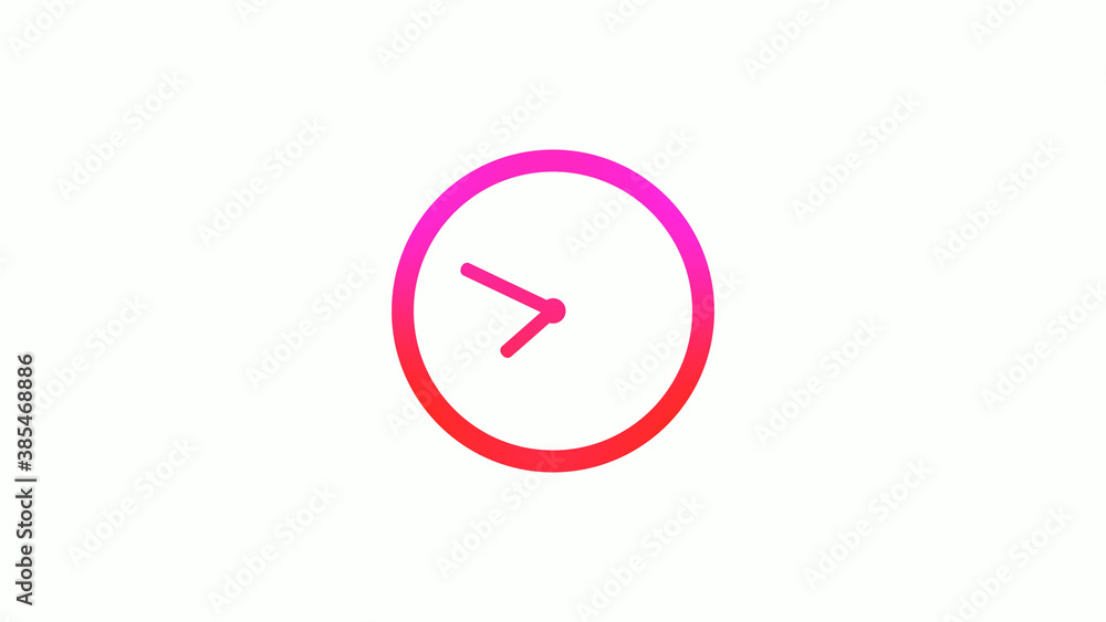 New pink and red gradient circle clock icon on white background, 12 hours clock icon New pink and red gradient circle clock icon on white background, 12 hours clock icon