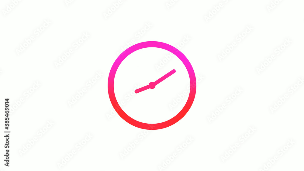 New pink and red gradient circle clock icon on white background, 12 hours clock icon New pink and red gradient circle clock icon on white background, 12 hours clock icon