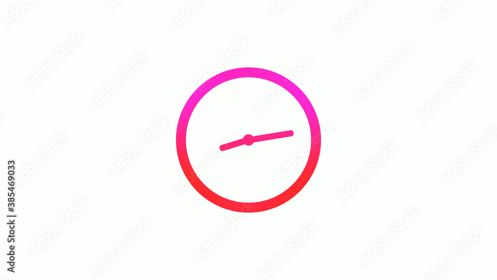 New pink and red gradient circle clock icon on white background, 12 hours clock icon New pink and red gradient circle clock icon on white background, 12 hours clock icon