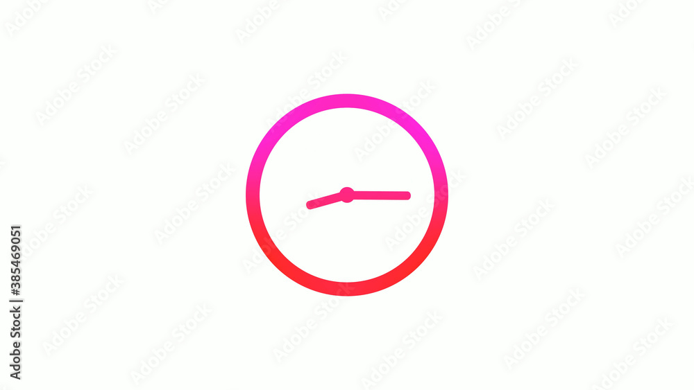 New pink and red gradient circle clock icon on white background, 12 hours clock icon New pink and red gradient circle clock icon on white background, 12 hours clock icon