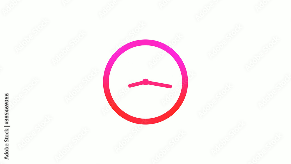New pink and red gradient circle clock icon on white background, 12 hours clock icon New pink and red gradient circle clock icon on white background, 12 hours clock icon