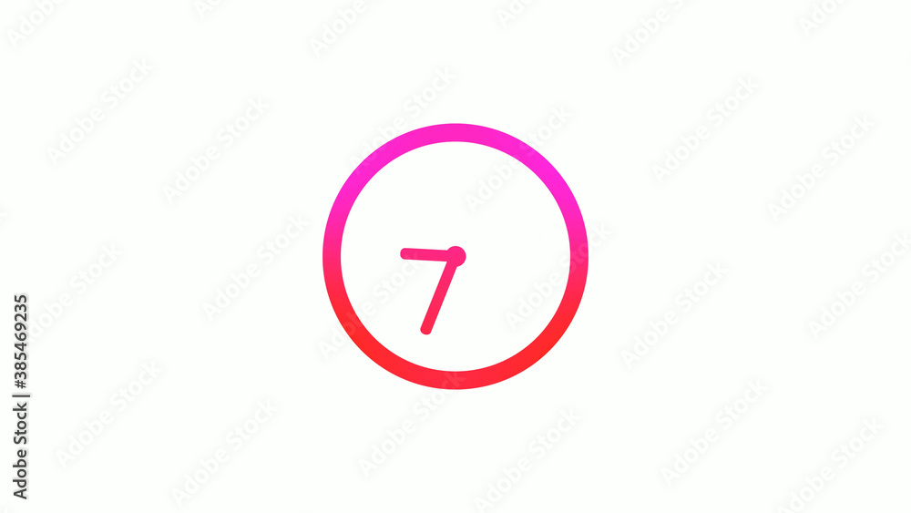 New pink and red gradient circle clock icon on white background, 12 hours clock icon New pink and red gradient circle clock icon on white background, 12 hours clock icon