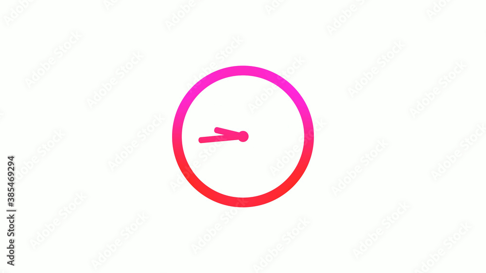 New pink and red gradient circle clock icon on white background, 12 hours clock icon New pink and red gradient circle clock icon on white background, 12 hours clock icon