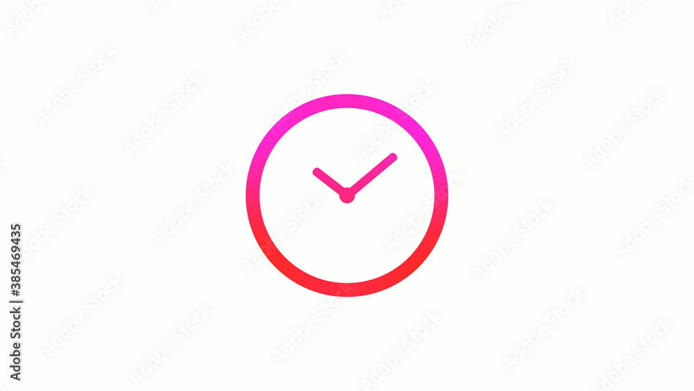 New pink and red gradient circle clock icon on white background, 12 hours clock icon New pink and red gradient circle clock icon on white background, 12 hours clock icon