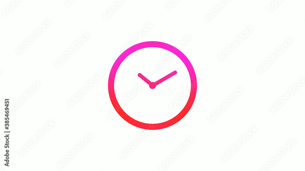 New pink and red gradient circle clock icon on white background, 12 hours clock icon New pink and red gradient circle clock icon on white background, 12 hours clock icon