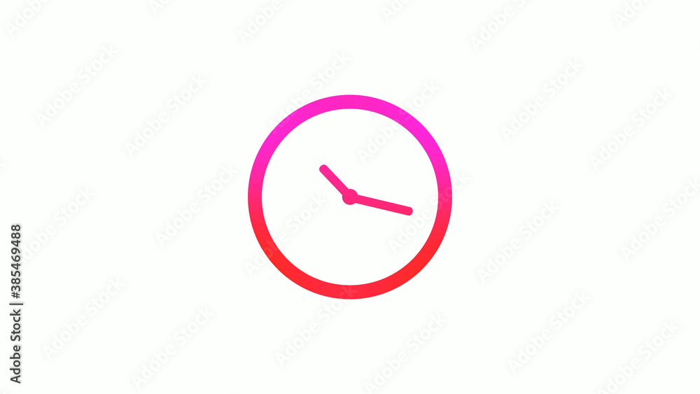 New pink and red gradient circle clock icon on white background, 12 hours clock icon New pink and red gradient circle clock icon on white background, 12 hours clock icon