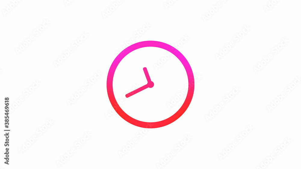 New pink and red gradient circle clock icon on white background, 12 hours clock icon New pink and red gradient circle clock icon on white background, 12 hours clock icon