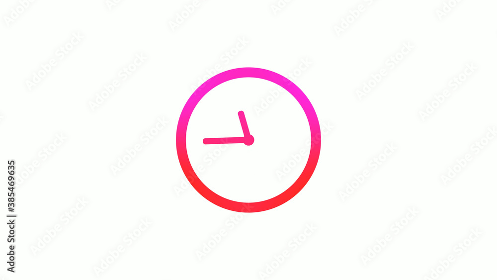 New pink and red gradient circle clock icon on white background, 12 hours clock icon New pink and red gradient circle clock icon on white background, 12 hours clock icon