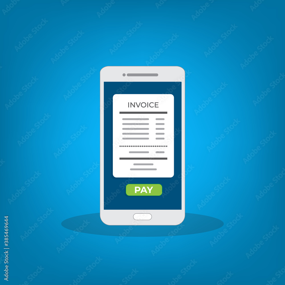 Notification on financial transaction. Smartphone with electronic bill. Vector illustration Notification on financial transaction. Smartphone with electronic bill. Vector illustration