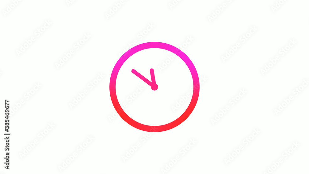 New pink and red gradient circle clock icon on white background, 12 hours clock icon New pink and red gradient circle clock icon on white background, 12 hours clock icon