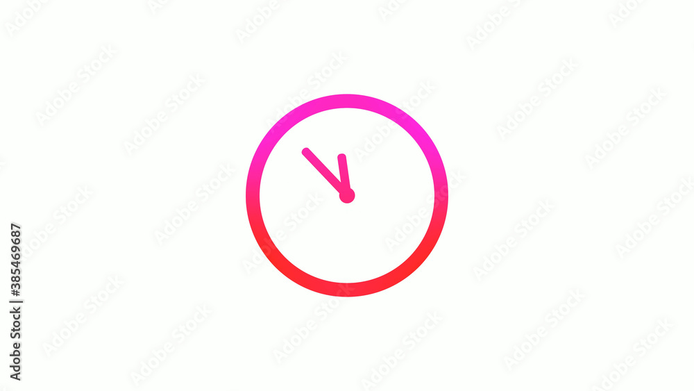New pink and red gradient circle clock icon on white background, 12 hours clock icon New pink and red gradient circle clock icon on white background, 12 hours clock icon