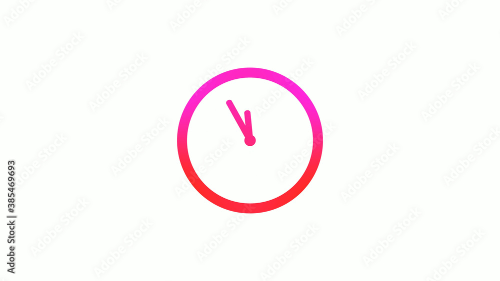 New pink and red gradient circle clock icon on white background, 12 hours clock icon New pink and red gradient circle clock icon on white background, 12 hours clock icon