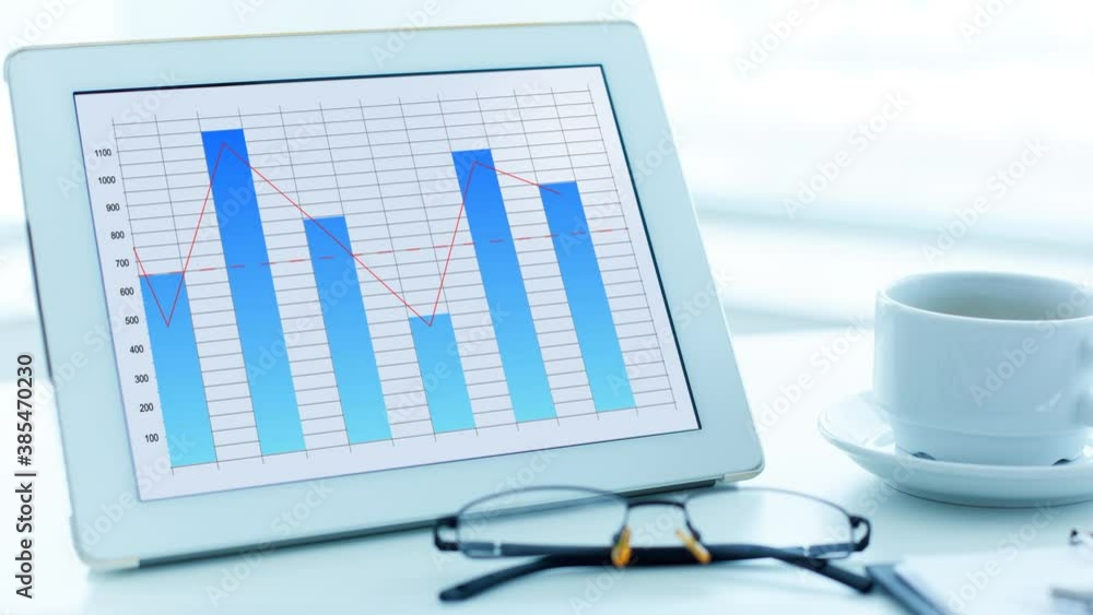 Close-up of a digital tablet with a histogram Close-up of a digital tablet with a histogram