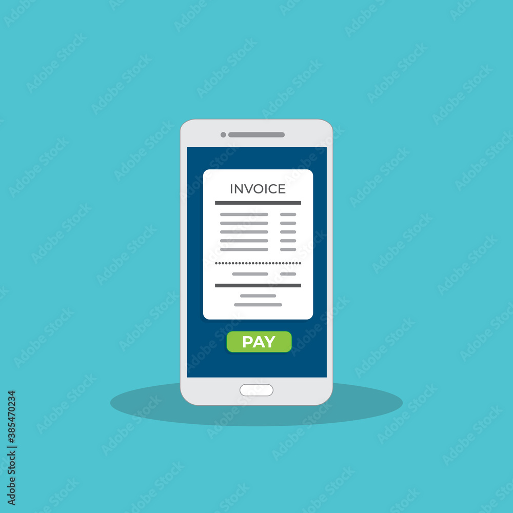 Notification on financial transaction. Smartphone with electronic bill. Notification on financial transaction. Smartphone with electronic bill.