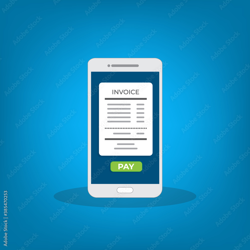 Notification on financial transaction. Smartphone with electronic bill. Notification on financial transaction. Smartphone with electronic bill.