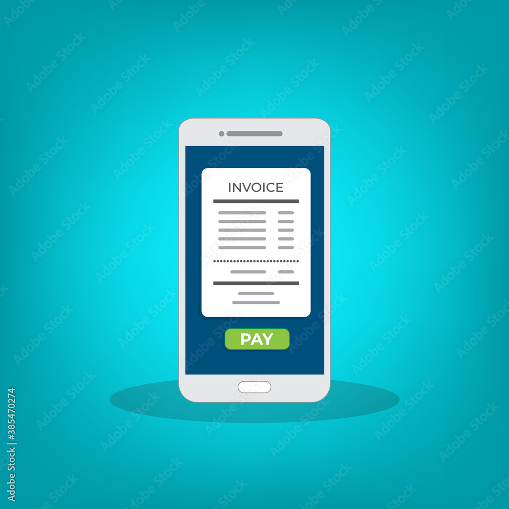 Notification on financial transaction. Smartphone with electronic bill. Notification on financial transaction. Smartphone with electronic bill.