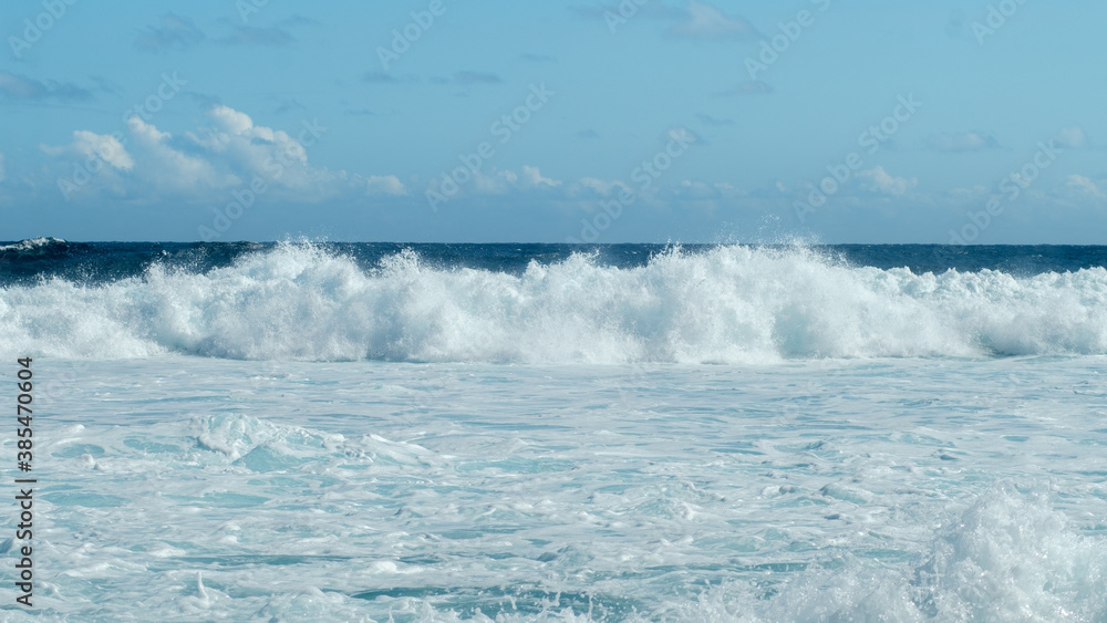Waves breaking on the ocean at Grand Anse, Reunion Island
