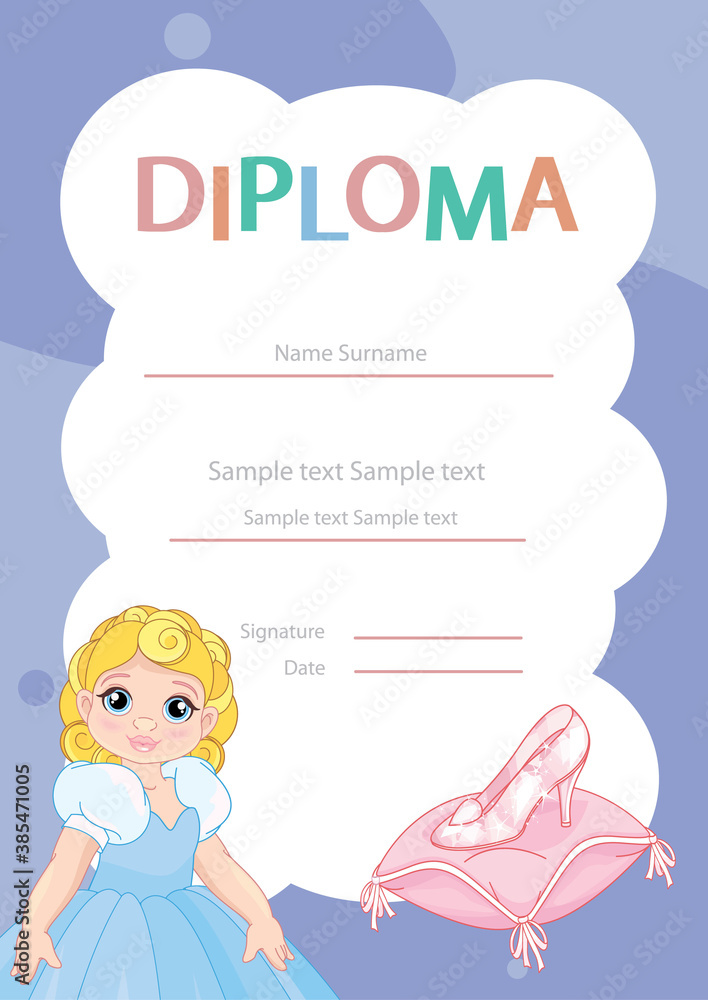 Vector Illustration Of Children Diploma Vector Illustration Of Children Diploma