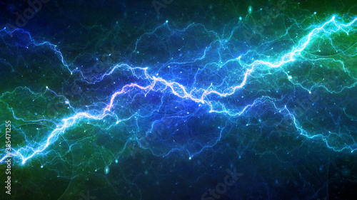 Blue plasma, abstract electrical lightning