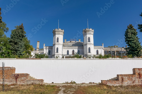 White castle in Sharovka in autumn of the Kharkov region