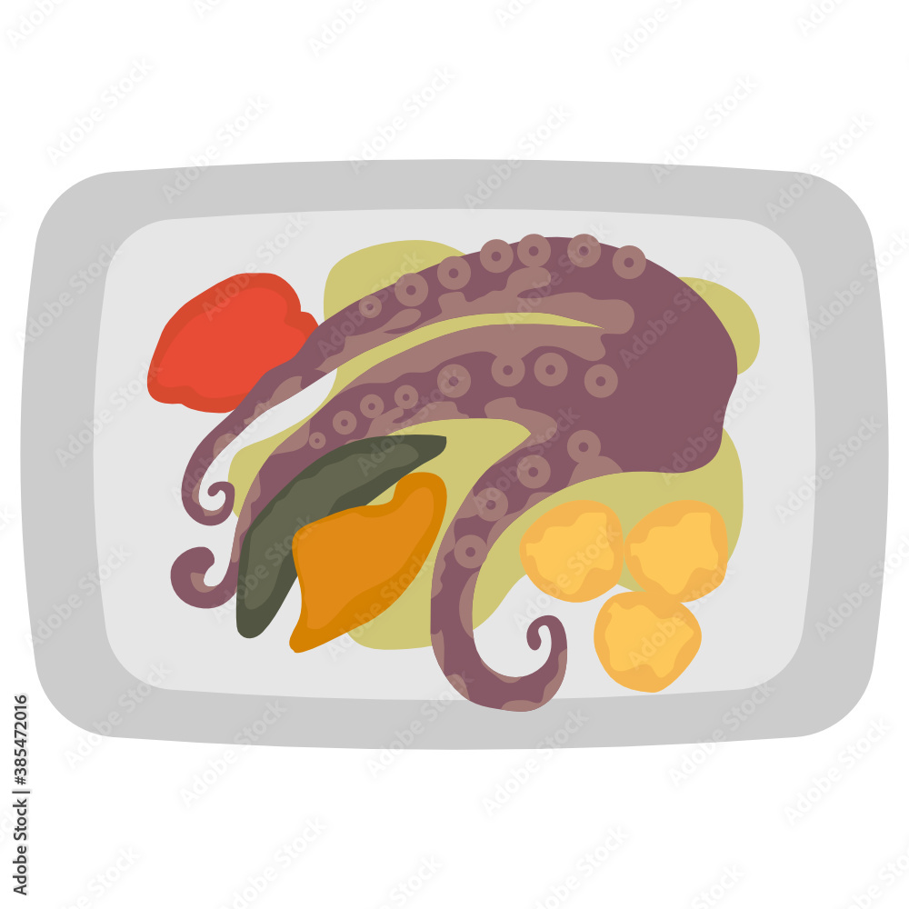 vetor-de-polvo-a-lagareiro-on-platter-concept-octopus-as-food-vector