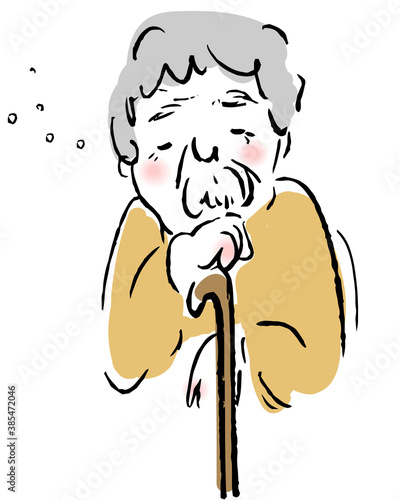 居眠りするおじいちゃんのイラスト Illustration of a dozing old man
