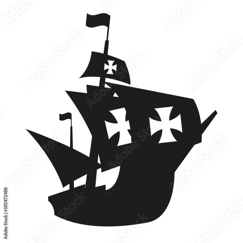 Christopher Columbus black ship vector design