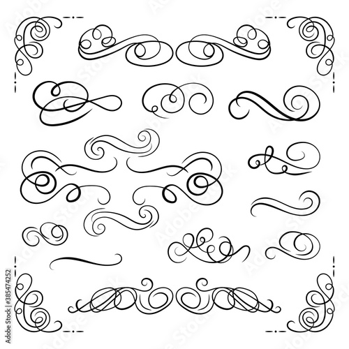 Vector Set of Frames, Borders and Swirls, Abstract Vintage Decorative Elements Isolated on White Background, Elegance.