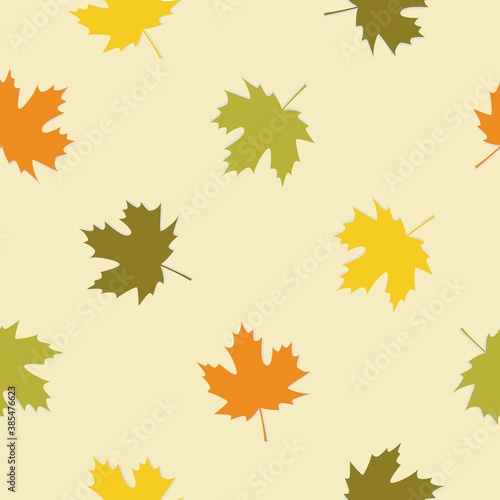 Seamless pattern with autumn maple leafs. Vector illustration