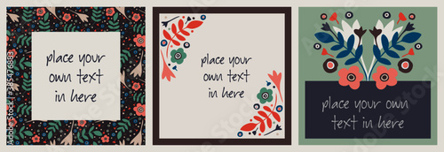 Wallpaper Mural Set of three square flower borders or social media backgrounds, featuring stylised floral arrangements
 Torontodigital.ca