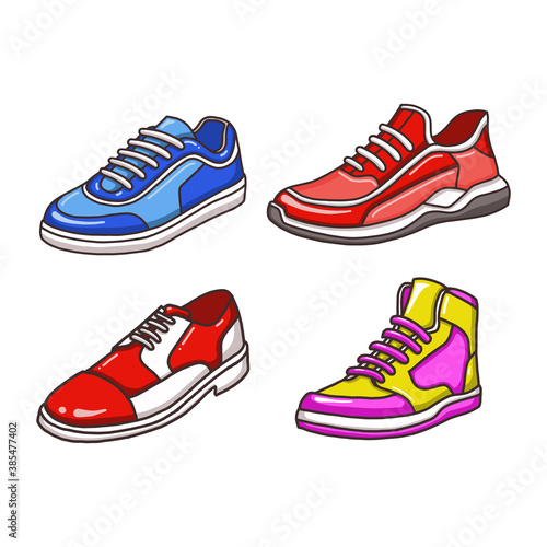 shoe vector illustration. fit for the school, fashion, or business concept. flat color hand-drawn style