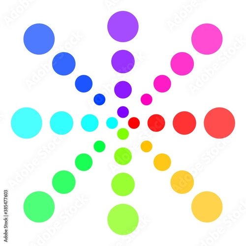 Cercles multicolores disposés en étoile