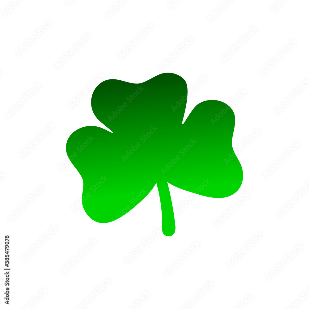 Green clover isolated on a white background. Vector hand-drawn gradient plant icon with 3 leaves. Symbol of good luck, success, money, St. Patrick's Day. Illustration for a traditional Irish holiday Green clover isolated on a white background. Vector hand-drawn gradient plant icon with 3 leaves. Symbol of good luck, success, money, St. Patrick's Day. Illustration for a traditional Irish holiday