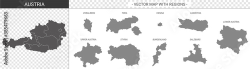 vector political maps of Austria with regions on white background